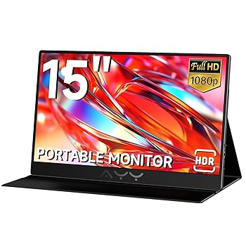 【中古】AYY ポータブルモニター ノートパソコン用 15インチ FHD 1080P USB C トラベルモニター 外部 IPS HDMI コンピューター用、キックスタンド付きセ|AJIMURA-SHOP