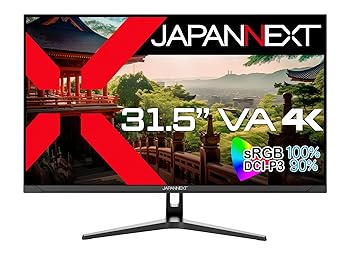 【中古】JAPANNEXT 31.5インチ モニター 4K UHD 3840x2160解像度 VA ディスプレイ (HDMI/DisplayPort/スピーカー内蔵/VESA対応/ブルーライトカット) JN-V