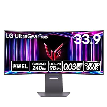 【中古】【VGP 2025 金賞】LG ゲーミング 管する UltraGear OLED 34GS95QE-B 33.9in/21:9 曲面型ウルトラ広広とした(3440×1440)/有機EL/240サイクル/0.03ms(