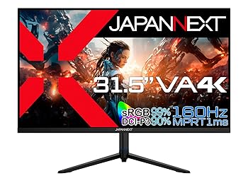 【中古】JAPANNEXT 31.5インチ ゲーミングモニター 160Hz 1ms 4K UHD 3840x2160解像度 VA パネル ディスプレイ (HDMI/DisplayPort/高さ調節/回転(ピボッ