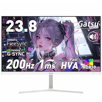 【中古】【未当てはめる】Gatsu ゲーミングモニター 白 23.8in 200サイクル 1ms Fast HVAダイアログボックス FHD 200サイクル/180サイクル/165サイクル/144サイクル ps5/switch/xbox相応う マイコン 管する pcモ