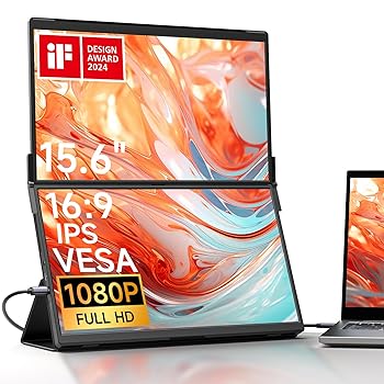 【中古】【未使用】JSAUX ポータデュアルモニターFlipGo Lite 15.6インチ ノートパソコン デュアルモニタースクリーンエクステンダー、IPS 1080P 60Hz 折りたたみ式