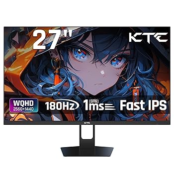 【中古】KTC 27インチモニターWQHD (2560x1440) Fast IPS 180Hz 1ms(MPRT) 124%sRGBゲーミングモニター低ブルーライトフリッカーフリーFreeSync \u0026 G-Sync