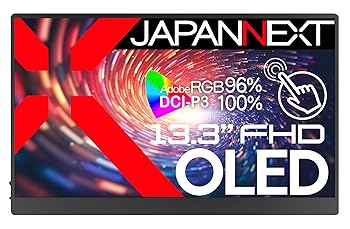 【中古】【未使用】JAPANNEXT 13.3インチ モバイルモニター OLED パネル フルHD 1920x1080解像度 スマートケース付き (Type C/miniHDMI/PC対応 / sRGB100% / 光沢)
