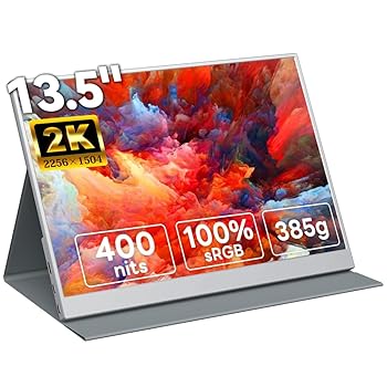 【中古】Upperizon 移動性管する 13.5in 2K 非光輝IPS 100%sRGB 高明快さ400nits 軽さ 薄型 QHD 3:2(2256×1504) 持ちはこぶ 照明ランプ押しかぶせる付 VESA