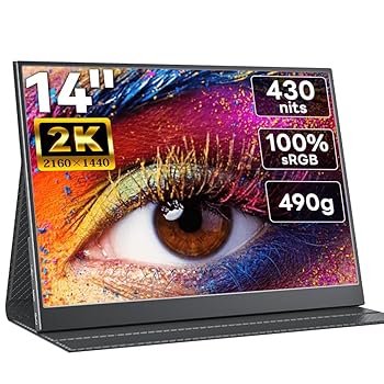 【中古】Upperizon 可動性管する 14in 2K IPSダイアログボックス 100%sRGB 高明快さ430nits 軽さ 薄型 QHD 3:2(2160×1440) 持っていく 照明ランプ覆いかぶせる付 スピー