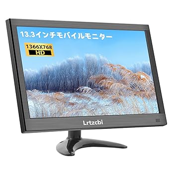 【中古】【未使用】モバイルモニター 13.3インチ Lrtzcbi 軽量モバイルディスプレイTFTスクリーン,60HZ,HD 1366x768 160°視野,HDMI/VGA/AV/BNC/USBポートミニPC・