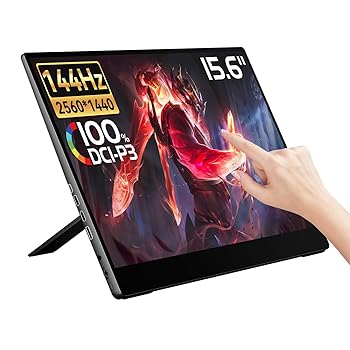 【中古】EHOMEWEI モバイルモニター 15.6インチ 144Hz 2.5K QHD タッチパネル IPS ゲーミングモニター 光沢 超薄型 FreeSYNC アスペクト比 切替可 DCI-P3