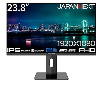 【中古】【未当てはめる】JAPANNEXT 23.8in 管する 盛りだくさん固定ディスク 1920x1080解像力 IPS 見せびらかす (HDMI/USB-C 給電 (65W) / DisplayPort/金棒引き内蔵/高さ調節する/回転させる