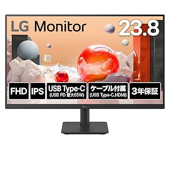 【中古】LG 管する 見せびらかす 24MS530B-B 23.8in/盛りだくさん固定ディスク(1920×1080)/100サイクル/IPS/アンチグレア/HDMI×2/USB Type-C(USB PD65W)/フリッカーセーフ