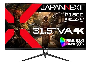 【中古】JAPANNEXT 31.5インチ モニター 4K UHD 3840x2160解像度 VA ディスプレイ (HDMI/DisplayPort/スピーカー内蔵/VESA対応/ブルーライトカット) JN-V