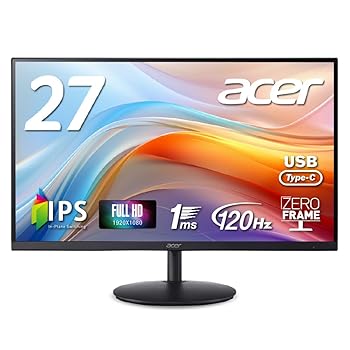 【中古】【未当て嵌める】Acer 管する 27in 盛りだくさん固定ディスク 非光輝 IPS 120サイクル 1ms(VRB) AdaptiveSync HDMI 1.4 Type-C・65W給電相応う 金棒引き・上端電話機端子 VESAマウ