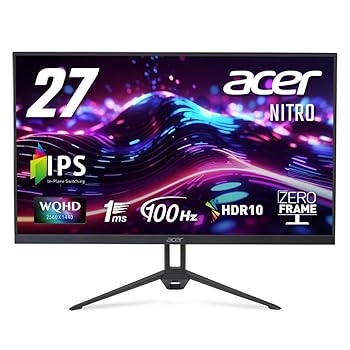 【中古】Acer ゲーミングモニター 27in WQHD IPS 非光輝 NTSC 72% 100サイクル 1ms(VRB) HDMI 2.0 DisplayPort 1.2 金棒引き積み上げる Adaptive-Sync HDR10 VE