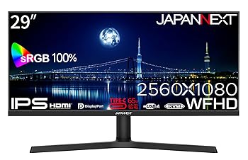 【中古】JAPANNEXT 29インチ IPSパネル搭載 ワイドフルHD(2560x1080)解像度 ウルトラワイド液晶モニター JN-IPS292WFHD-HSP-C65W HDMI DP USB Type-C(最