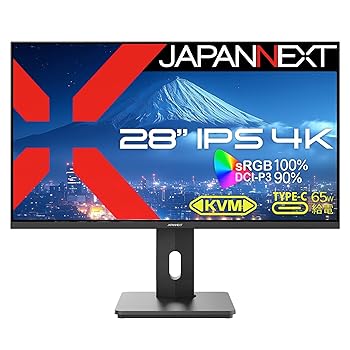【中古】JAPANNEXT 28インチ IPSパネル搭載 4K(3840x2160)解像度 液晶モニター JN-IPS28U-HSPC6 HDMI DP USB Type-C(最大65W給電) HDR sRGB:100% DCI-P3: