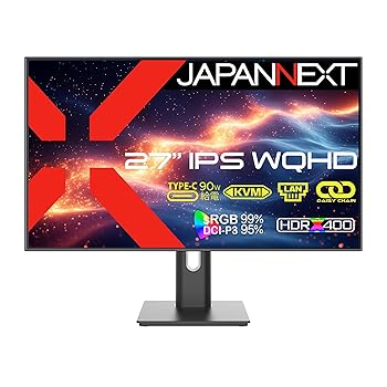 【中古】【未使用】JAPANNEXT 27インチ IPSパネル搭載 WQHD(2560x1440)解像度 液晶モニター JN-IPS27Q4FL-HSPC9-DL HDMI DP USB Type-C(最大90W給電) LAN HDR400相｜AJIMURA-SHOP 57,571円