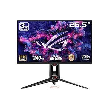 【中古】ASUS 有機EL 4K ゲーミングモニター ROG Swift OLED PG27UCDM 27in / 4K 第4時人量子点点有機ELダイアログボックス / 240サイクル / 0.03ms / OLED Anti-Flic