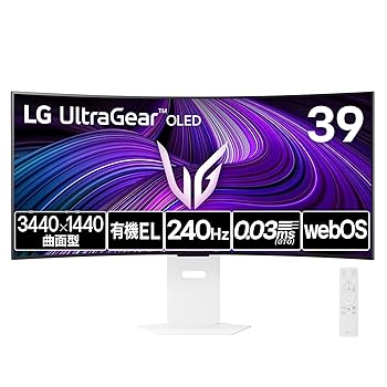 【中古】【未当て嵌める】LG ゲーミングモニター UltraGear OLED 39GX90SA-W 39in/3440×1440/240サイクル/有機EL/0.03ms/webOS/DCI-P3 98.5%/DisplayHDR True Black 400/7W