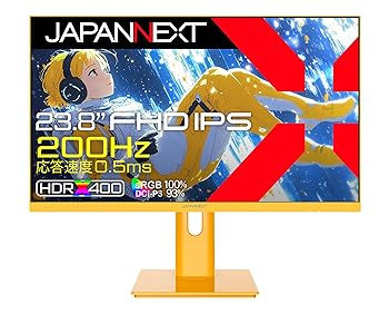 【中古】【未当てはめる】JAPANNEXT 23.8in ゲーミングモニター 200サイクル 0.5ms FHD 1920x1080解像力 IPS ダイアログボックス 見せびらかす (HDMI/DisplayPort/VESA相応う/高さ調節する/回