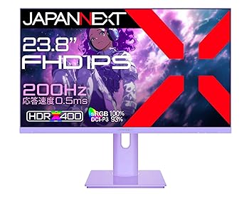 【中古】JAPANNEXT 23.8in ゲーミングモニター 200サイクル 0.5ms FHD 1920x1080解像力 IPS ダイアログボックス 見せびらかす (HDMI/DisplayPort/VESA相応う/高さ調節する/回
