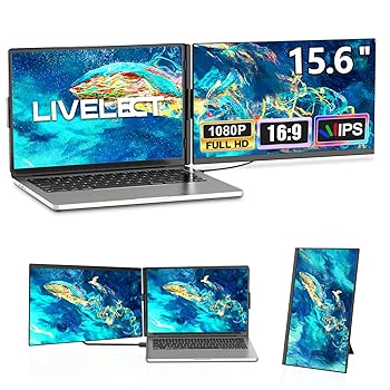【中古】モバイルモニター 15.6インチ【2025新型ノートパソコンモニター】デュアルディスプレイ セカンドディスプレイ 脱着式デザイン 360°回転可能 FHD