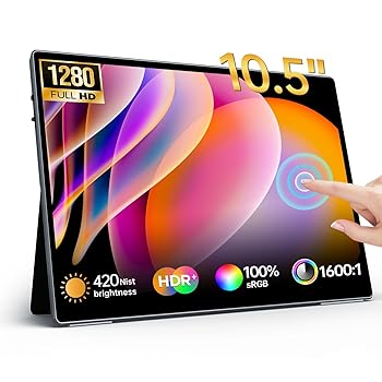 【中古】モバイルモニター 10.5インチ タッチパネル 1920*1280 3:2画面比 ポータブルモニター モバイルディスプレイ 高輝度420nits IPSパネル 100％sRGB