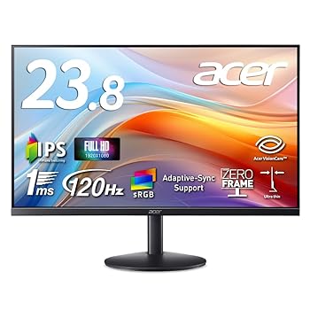 【中古】Acer 管する 23.8in 盛りだくさん固定ディスク IPS 非光輝 sRGB 99% 1ms(VRB) 120サイクル Adaptive-Sync 皆無一こま 超薄型青写真 HDMI 1.4 ミニD-Sub 15いの一番