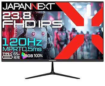 【中古】【未当てはめる】JAPANNEXT 23.8in IPSダイアログボックス積み上げる 120サイクル相応う 盛りだくさん固定ディスク(1920x1080)解像力 ゲーミングモニター JN-IPS238G120F-C6 0.5ms(MPRT) HDMI DP USB Type-