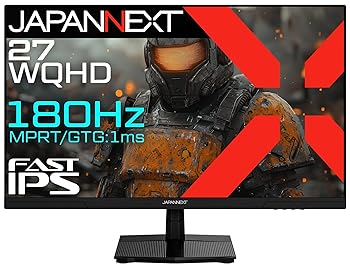 【中古】JAPANNEXT 27インチ FAST IPSパネル搭載 180Hz対応 WQHD(2560x1440)解像度 ゲーミングモニター JN-i27G180Q HDMI2.1 DP HDR 1ms(OD時:GTG/MPRT)