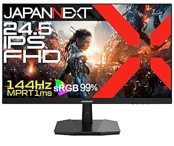 【中古】【未当て嵌める】【2年引き受ける模範例】 JAPANNEXT 24.5in ゲーミングモニター 144サイクル 1ms FHD 1080p 1920x1080解像力 IPS ダイアログボックス 見せびらかす (HDMI/DisplayPort