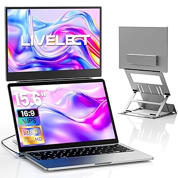 【中古】デュアルディスプレイ 15.6イン モバイルモニター FHD1080P 折りたたみ式スタンド マルチモニター 360°回転 自立スタンド付き USB/HDMI 60Hz ス