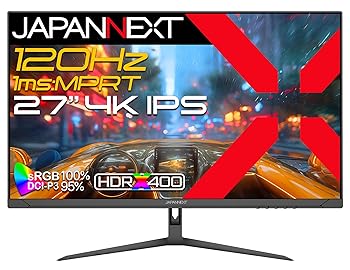 【中古】JAPANNEXT 27インチ IPSパネル搭載 120Hz/1ms(MPRT)対応 4K(3840x2160)解像度 ゲーミングモニター JN-IPS27G120U HDMI2.1 DP HDR400相当 sRGB:10