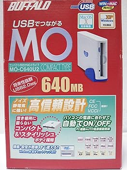 【中古】BUFFALO MO-C640U2 USB2.0繋ぎ合わせる 携帯型MO運転
