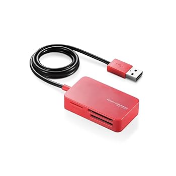 【中古】【未使用】エレコム メモリリーダライタ SD+MS+CF対応 レッド MR-A39NRD