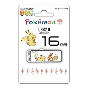 【中古】【未使用】HIDISC ポケットモンスター USB 2.0 フラッシュドライブ 16GB 白 スライド式 PKUF127S16G2