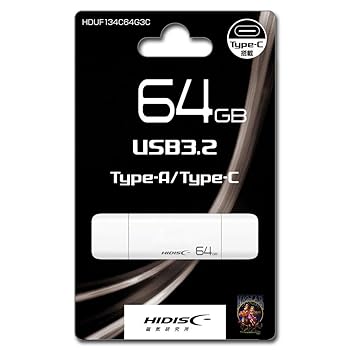 【中古】HIDISC USB3.2 Gen2 Type-C メモリ Type-Aコネクタ搭載 HDUF134C64G3C