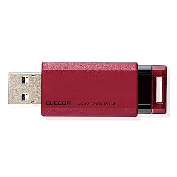 【中古】【未使用】エレコム 外付けSSD 1TB USB3.2(Gen2) PS5/PS4(メーカー動作確認済) ノック式 レッド ESD-EPK1000GRD｜AJIMURA-SHOP