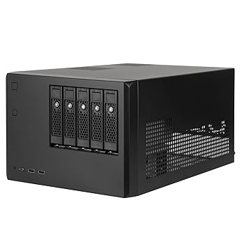 【中古】【未当てはめる】SilverStone 5ベイSAS-12G / SATA-6G 熱っぽいとり交わす相応う 高性能NAS入れもの SST-CS351 黒いこと///白いこと
