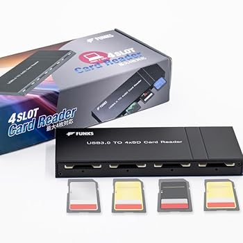 【中古】FUNKS SDカードリーダー 4スロット 4連 4枚 4in1 4スロット USB3.0 搭載 4 複数 複数枚 複数スロット 複数同時