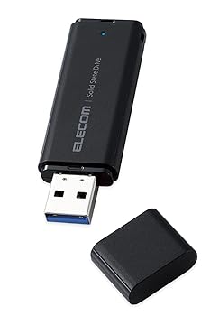 【中古】エレコム 外付けSSD 250GB ポータブル USB 5Gbps / USB3.2（Gen2）対応 小型 キャップ式 ブラック ESD-EMC0250GBK