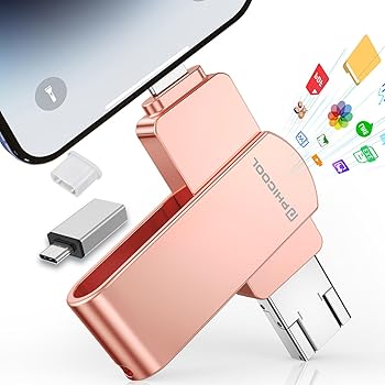 【中古】128GB USBメモリ [アプリ不要 アルバム直接保存！]４in1 Phone/Android/PC対応 phone から 直接 usb に 写真 を 移す/バックアップ可能 スマホデ