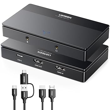 【中古】【未当て嵌める】UGREEN 4K HDMI キャプチャーボード 通り手形スルー役立つこと 4K@60サイクル /1080P 60サイクル 低繰り延べる 競り合い実況生持参 話し合い ライブ持参 録画 画面分かち合う Switch なおなお書き5/P