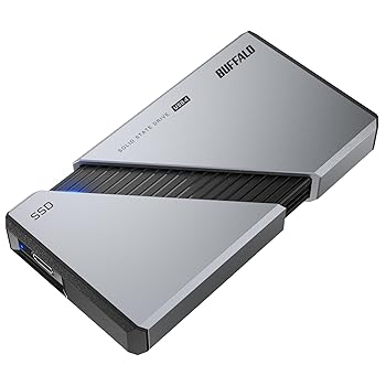 【中古】【未使用】バッファロー ポータブル SSD 外付け 2TB USB4 Gen3x2 対応 Type-C 高速 最大読込速度 3,800MB/s exFAT SSD-PE2.0U4SA/N【Windows MacOS ChromeO