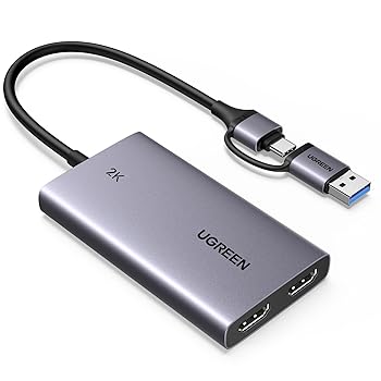 【中古】UGREEN 2K@30Hz HDMI キャプチャーボード 4K@30Hz パススルー機能 USB 3.0 フルHD 1080P 60Hz 超低遅延 録画 、Switch、PS5、Xboxなど対応