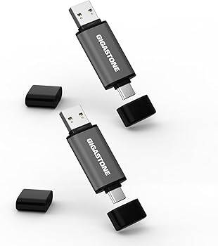 【中古】【未使用】【GIGASTONE】USBメモリ 256GB 2個セット 2-in-1 デュアル OTG シルバーグレー フラッシュドライブ Z40 USB 3.2 Gen 1 USB-C & USB-A対応 高性能