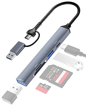 【中古】【未使用】USB 3.0 ハブ MicroSD/SDカードリーダー Type-C & Type-A対応、TF/マイクロSDカードリーダー、USB-C データ転送、Type-C OTG対応、SDHC/SDXC/MMC