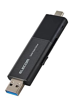 【中古】【未使用】エレコム 外付けSSD 1TB USB3.2 (Gen1)対応 スライド式 Type-C/Type-A コネクタ iPhone/iPad 対応 ブラック ESD-EAWB1000GBK|AJIMURA-SHOP