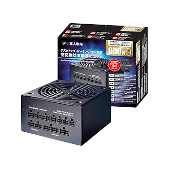 【中古】【未使用】玄人志向 80Plus GOLD 850W ATX 電源 ユニット フルプラグイン セミファンレス KRPW-GA850W/90+