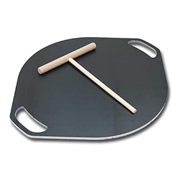 【中古】ZEOOR クレープ鉄板 クレープメーカー クレープ焼き器 板厚6mm 取っ手付き 直径300mm 30cm ミニトンボ付き