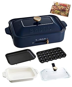 【中古】BRUNO 青色ノ コンパクトホットプレート 本体 一皿3種 (たこ焼き 陶芸厚地の外套鍋 水平) グラスリッド 処方せん書き付け付き添い人米国海軍 Navy